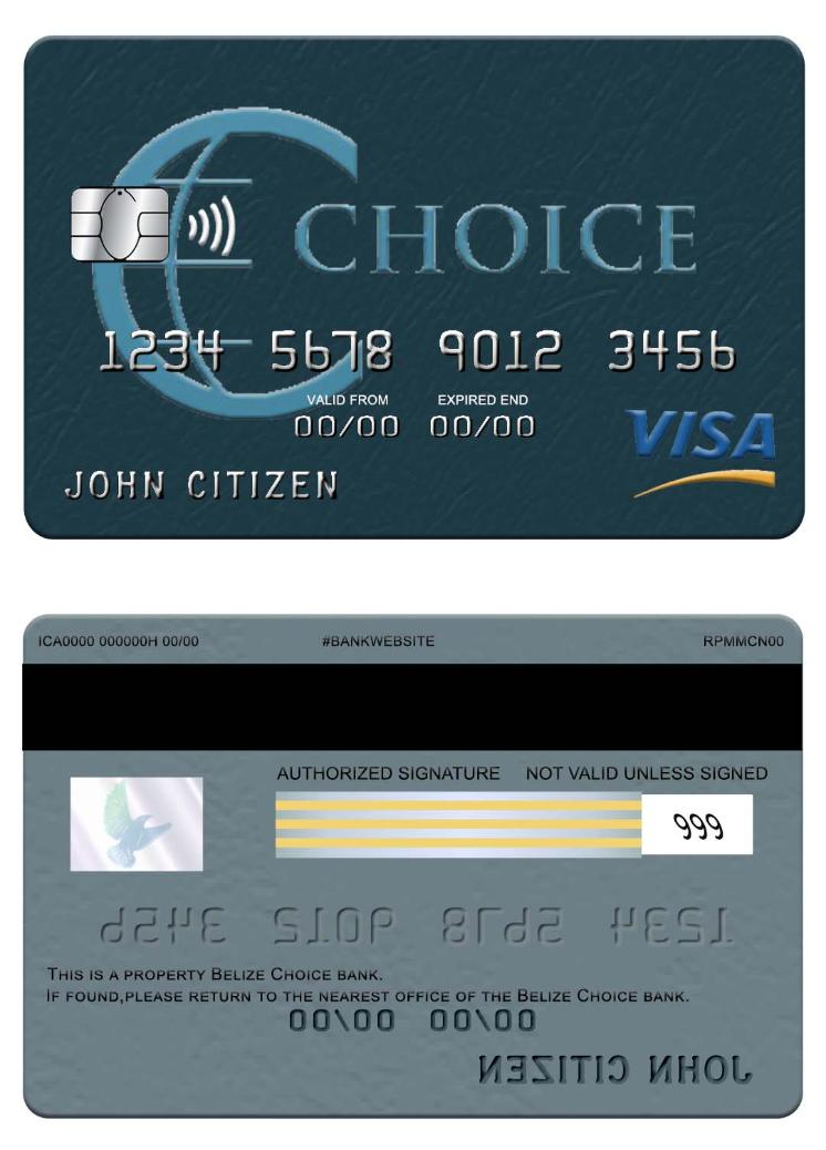 Belize Choice bank visa card